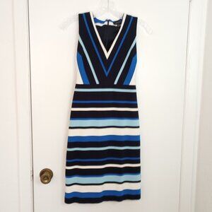 Banana Republic Ponte V-Neck Striped Sheath Dress